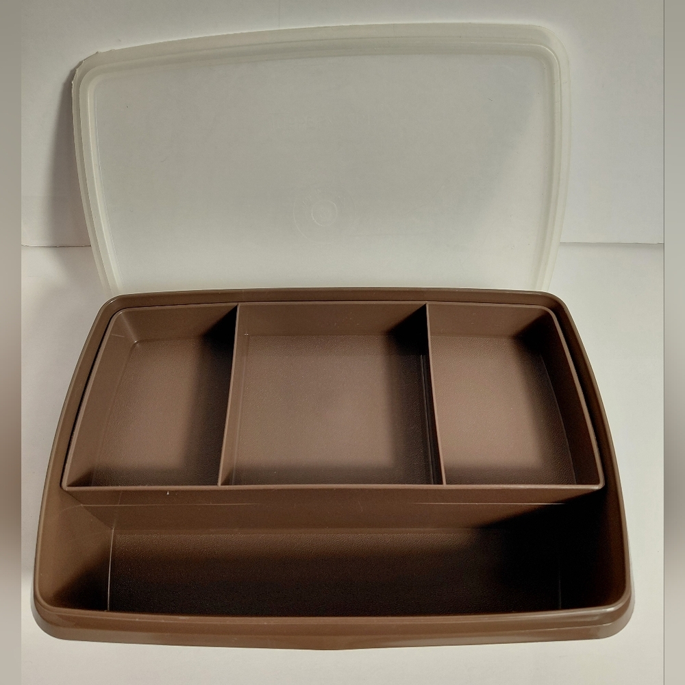 BrownTuppercraft Stow N Go  Divided Storage Container- Vintage